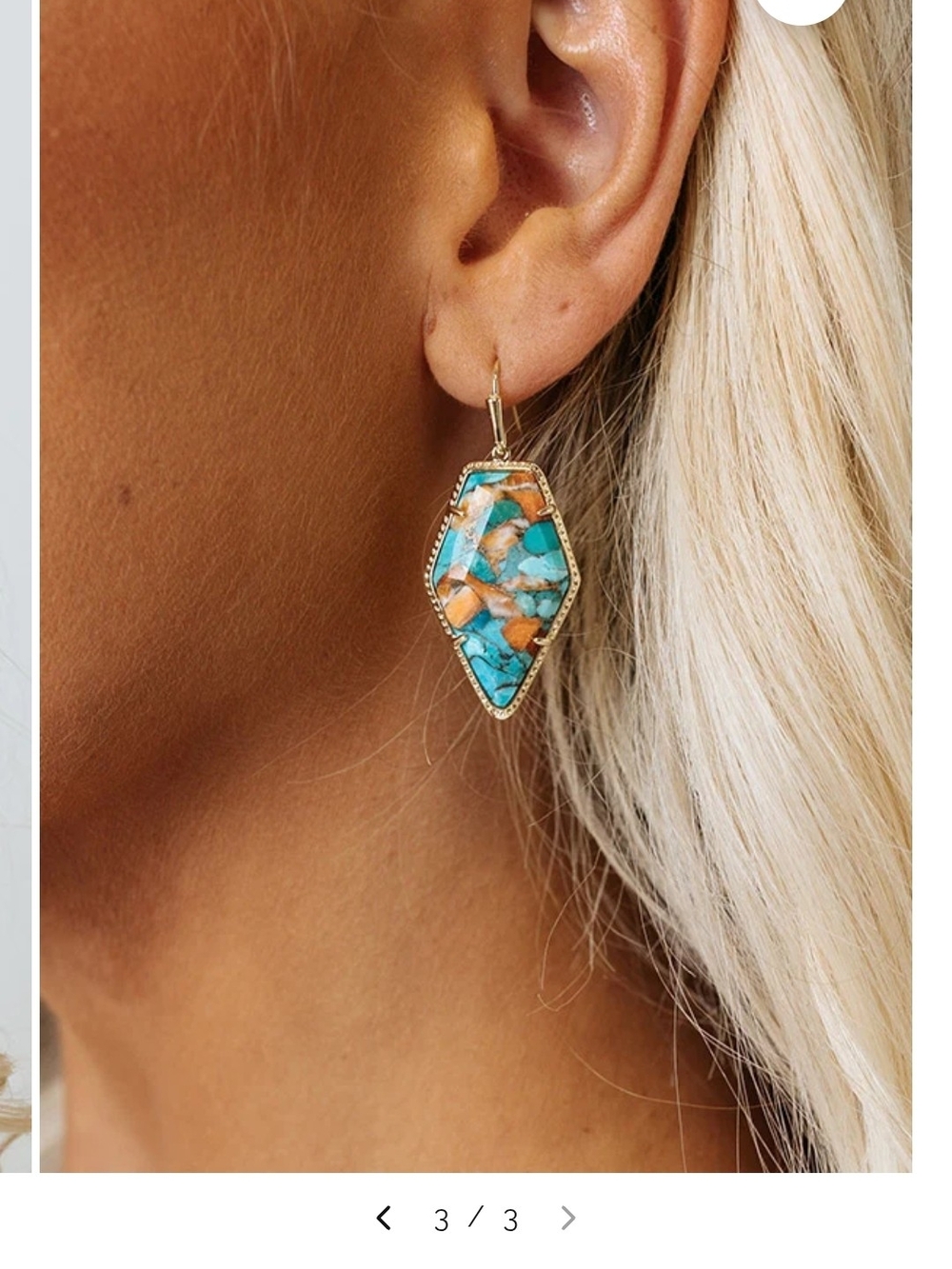 Kendra Scott Framed Tessa Gold Drop Earrings in Bronze Veined Turquoise Magnesit